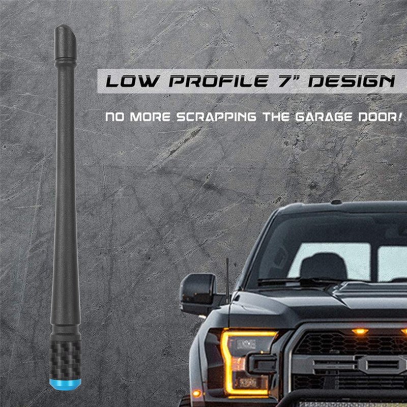 7 Inches Carbon Fiber Car Antenna for Ford F150 2009-2024 Shark Fin Design With FM/AM Reception Rubber Antenna Replacement