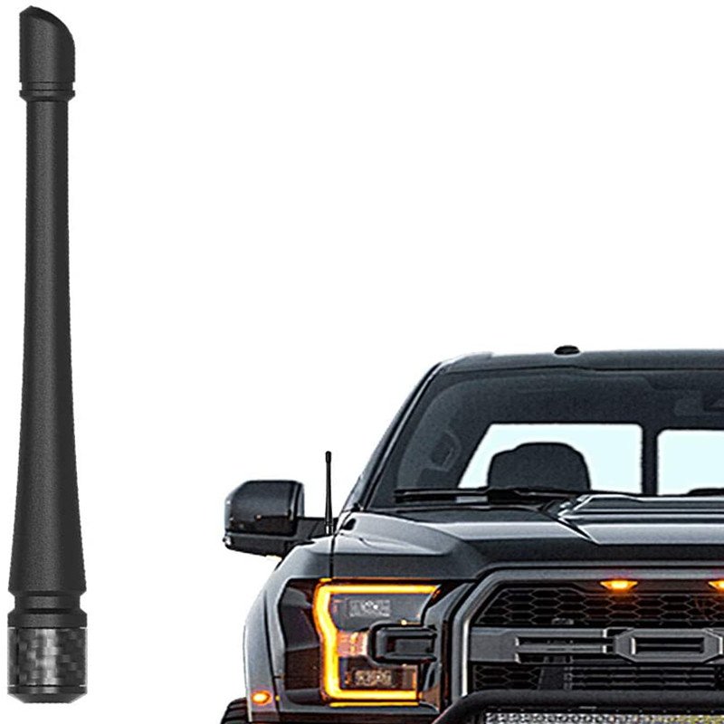 7 Inches Carbon Fiber Car Antenna for Ford F150 2009-2024 Shark Fin Design With FM/AM Reception Rubber Antenna Replacement