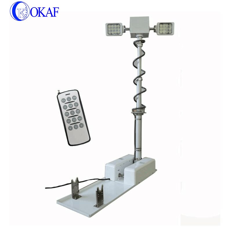 off-road working excavator roof mounted led light mast tower with 2*200W illumination