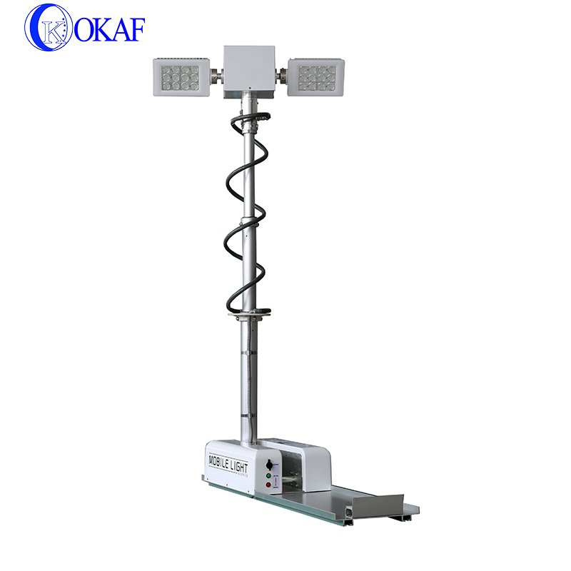 off-road working excavator roof mounted led light mast tower with 2*200W illumination
