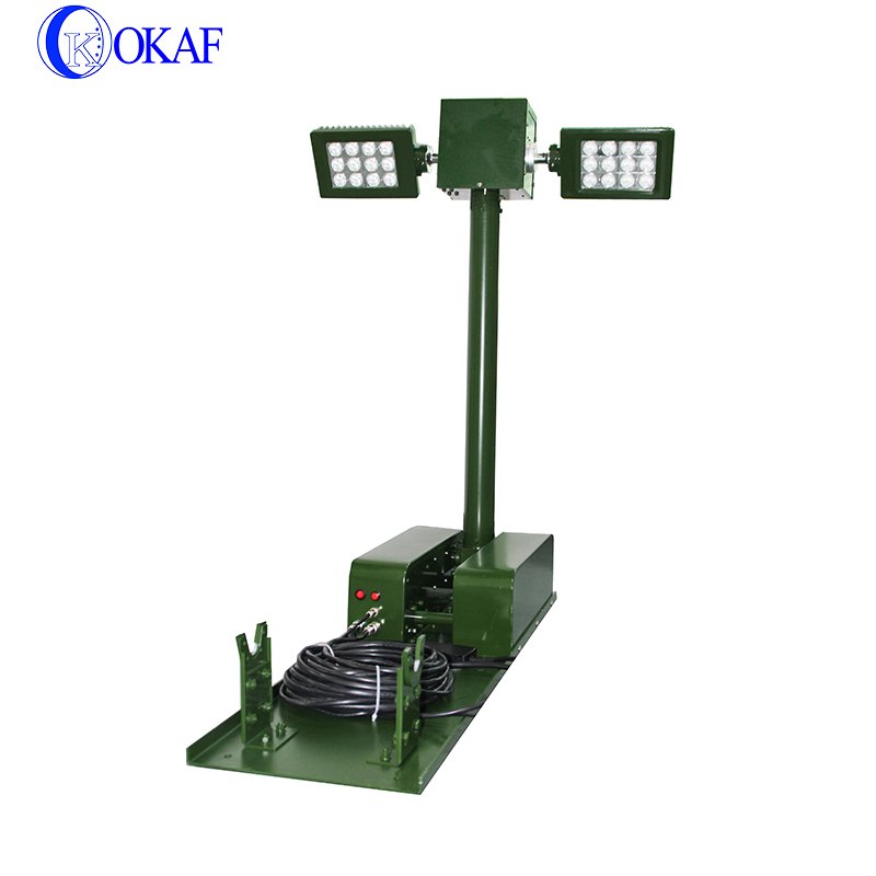 off-road working excavator roof mounted led light mast tower with 2*200W illumination