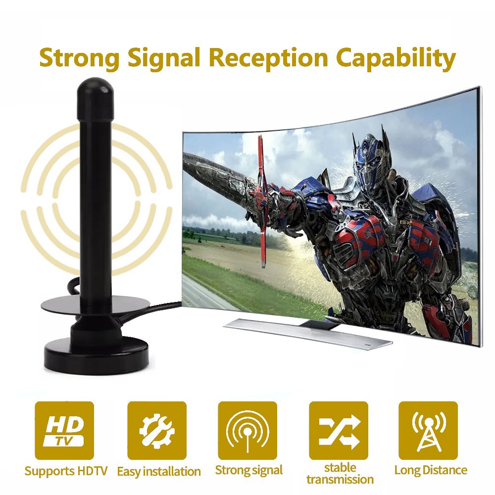 Free Channel Receiving Antenna TV Antenna HDTV Indoor Digital TV Antenna TV Tuner for DVB-T Television with Magnetic Base