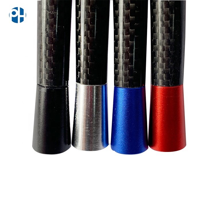 8CM Universal Black Real Carbon Fiber Aluminum Short Screw-On Mast Car Antenna