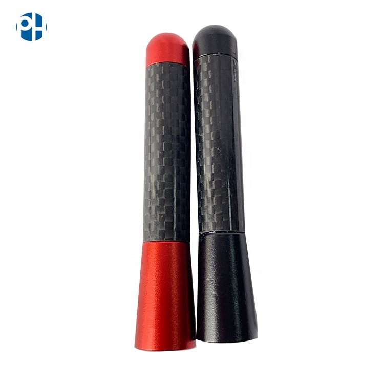 8CM Universal Black Real Carbon Fiber Aluminum Short Screw-On Mast Car Antenna