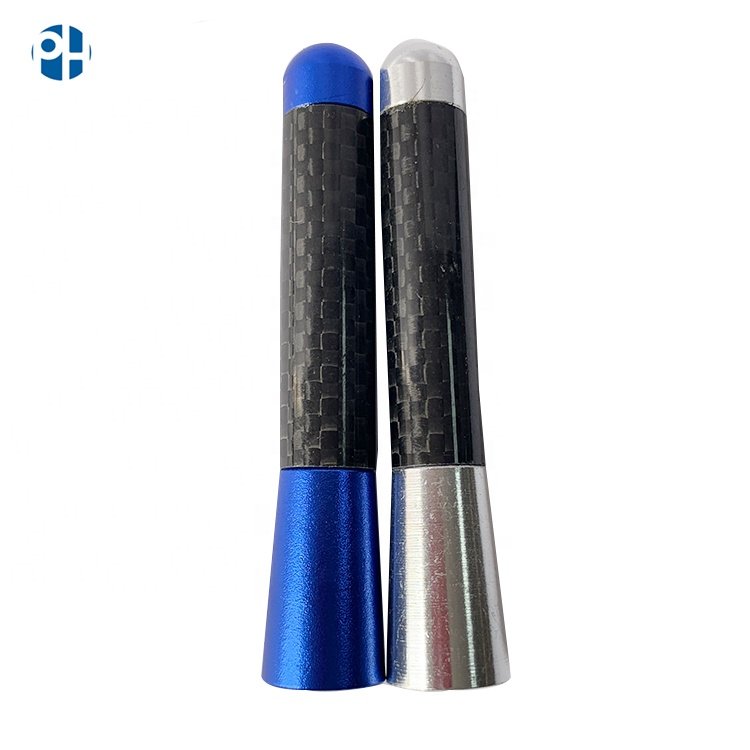 8CM Universal Black Real Carbon Fiber Aluminum Short Screw-On Mast Car Antenna