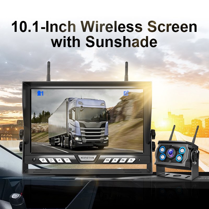 Dual Antenna Digital Wireless 10.1 Inch AHD Display Screen Truck Monitoring System Waterproof Vehicle Wireless Backup Camera