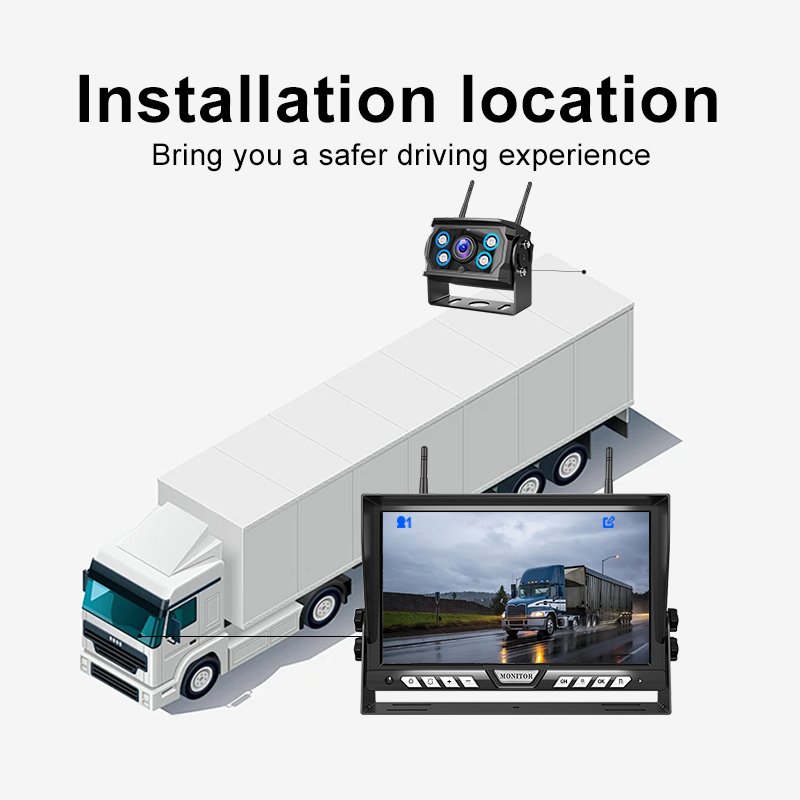Dual Antenna Digital Wireless 10.1 Inch AHD Display Screen Truck Monitoring System Waterproof Vehicle Wireless Backup Camera
