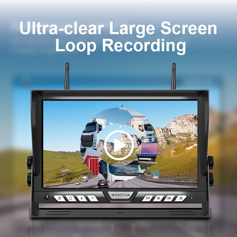 Dual Antenna Digital Wireless 10.1 Inch AHD Display Screen Truck Monitoring System Waterproof Vehicle Wireless Backup Camera