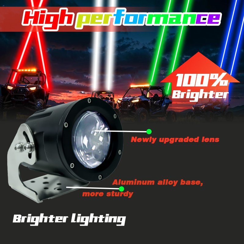 New Custom 2PCS Laser Led Whip Lights Rgbw Remote RGB Laser LED Whip Light Blue Green Red Laser Beam Lights for Cars