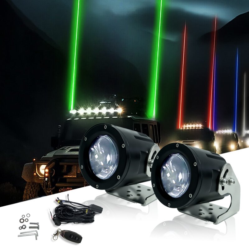New Custom 2PCS Laser Led Whip Lights Rgbw Remote RGB Laser LED Whip Light Blue Green Red Laser Beam Lights for Cars
