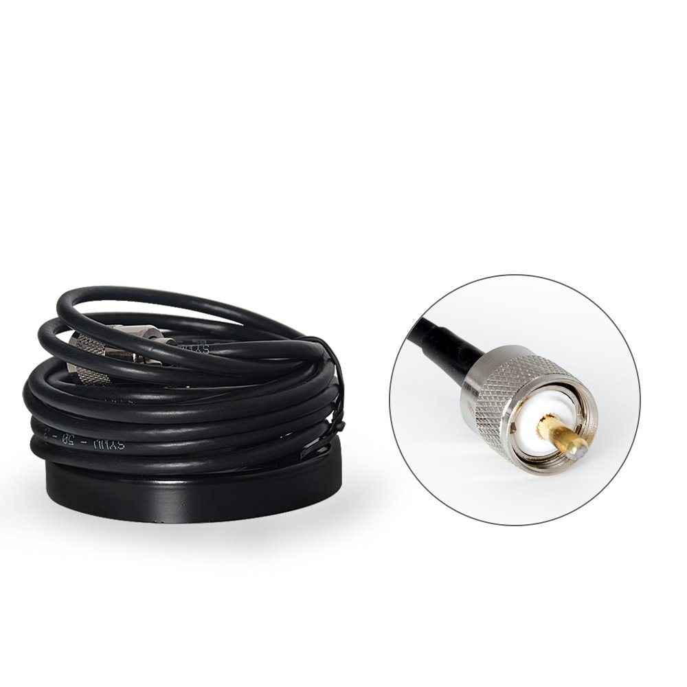 Car Walkie Talkie Accessories PL259 Black Antenna Mount With Connector Socket 5M Feeder Cable 13CM Magnet Base Mobile Radio Car