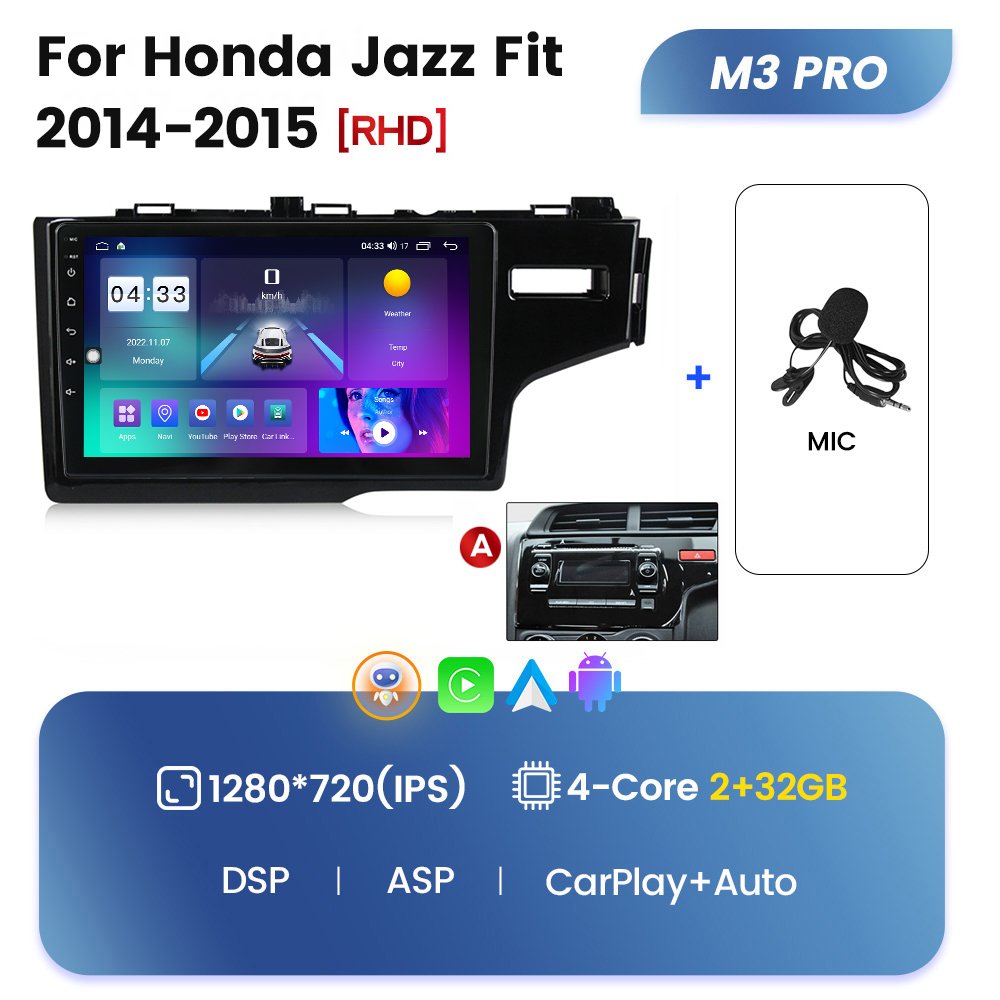 M6 PRO Car Screen Touch Car GPS for Honda Jazz Fit 2014-2015 Car Radio Audio System
