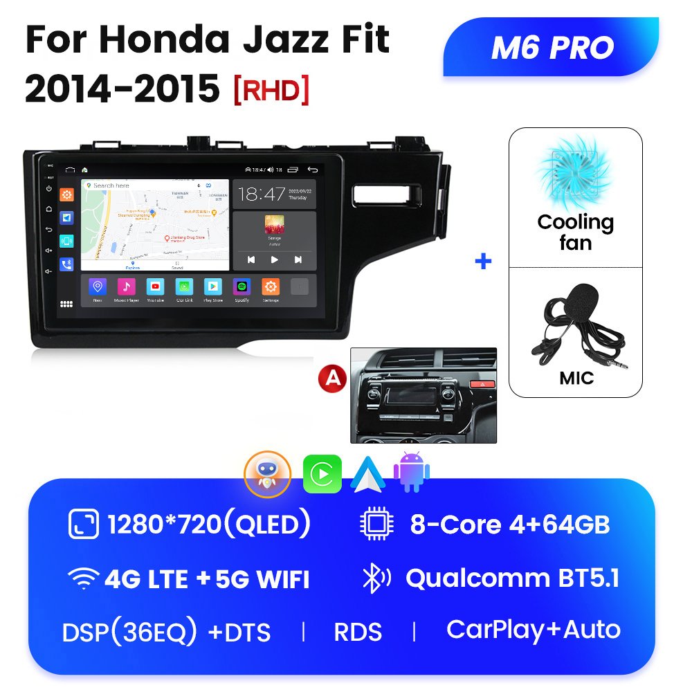 M6 PRO Car Screen Touch Car GPS for Honda Jazz Fit 2014-2015 Car Radio Audio System