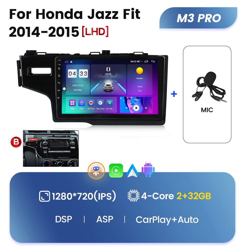 M6 PRO Car Screen Touch Car GPS for Honda Jazz Fit 2014-2015 Car Radio Audio System