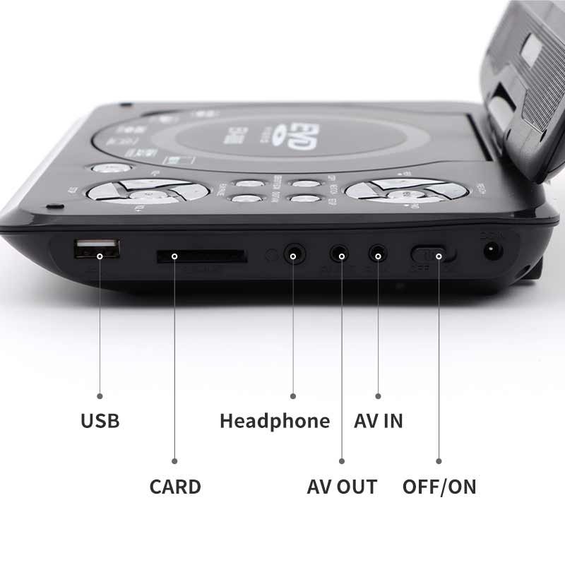 7.5 Inch LED Screen Rechargeable Battery Analog TV USB FM Portable DVD Player