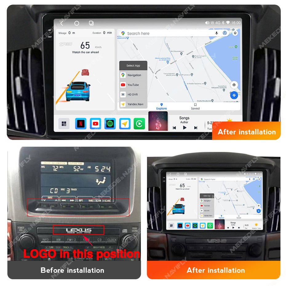 MEKEDE M6 PRO 3D Car Radio 360 Panoramic Camera for Lexus RX300 Toyota Harrier 1997-2003 BT GPS Navigation Cooling Fan