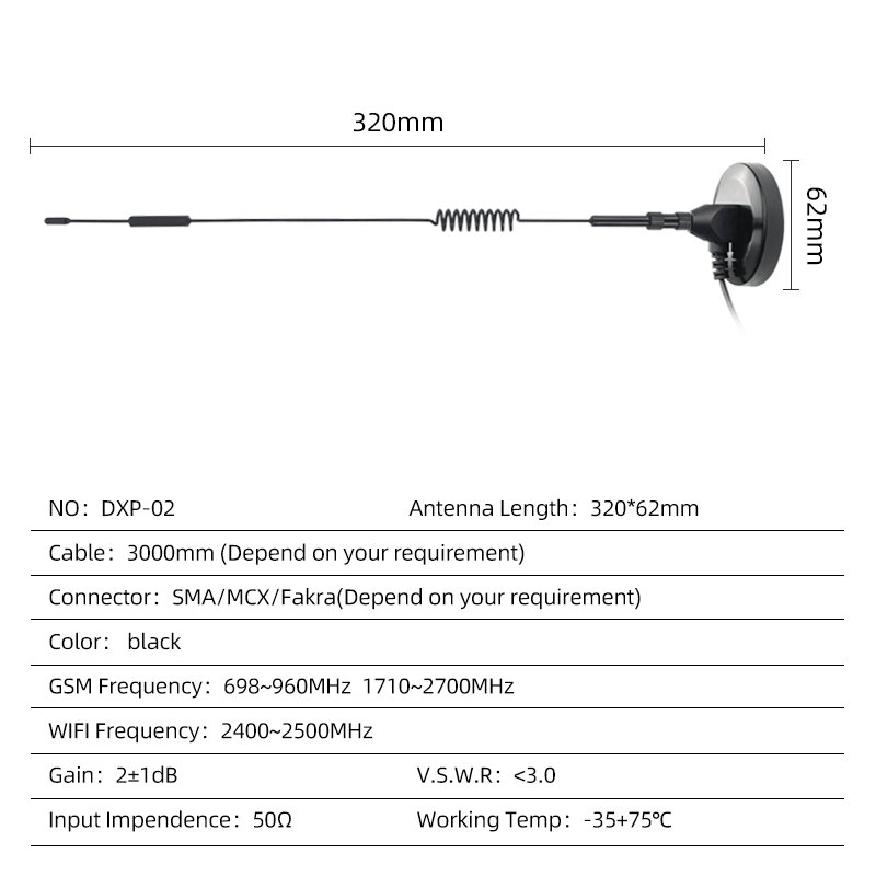 Customize 698~960MHz 1710~2700MHz External High Gain Sucker 2dbi SMB Connector Magnetic Communication Antenna