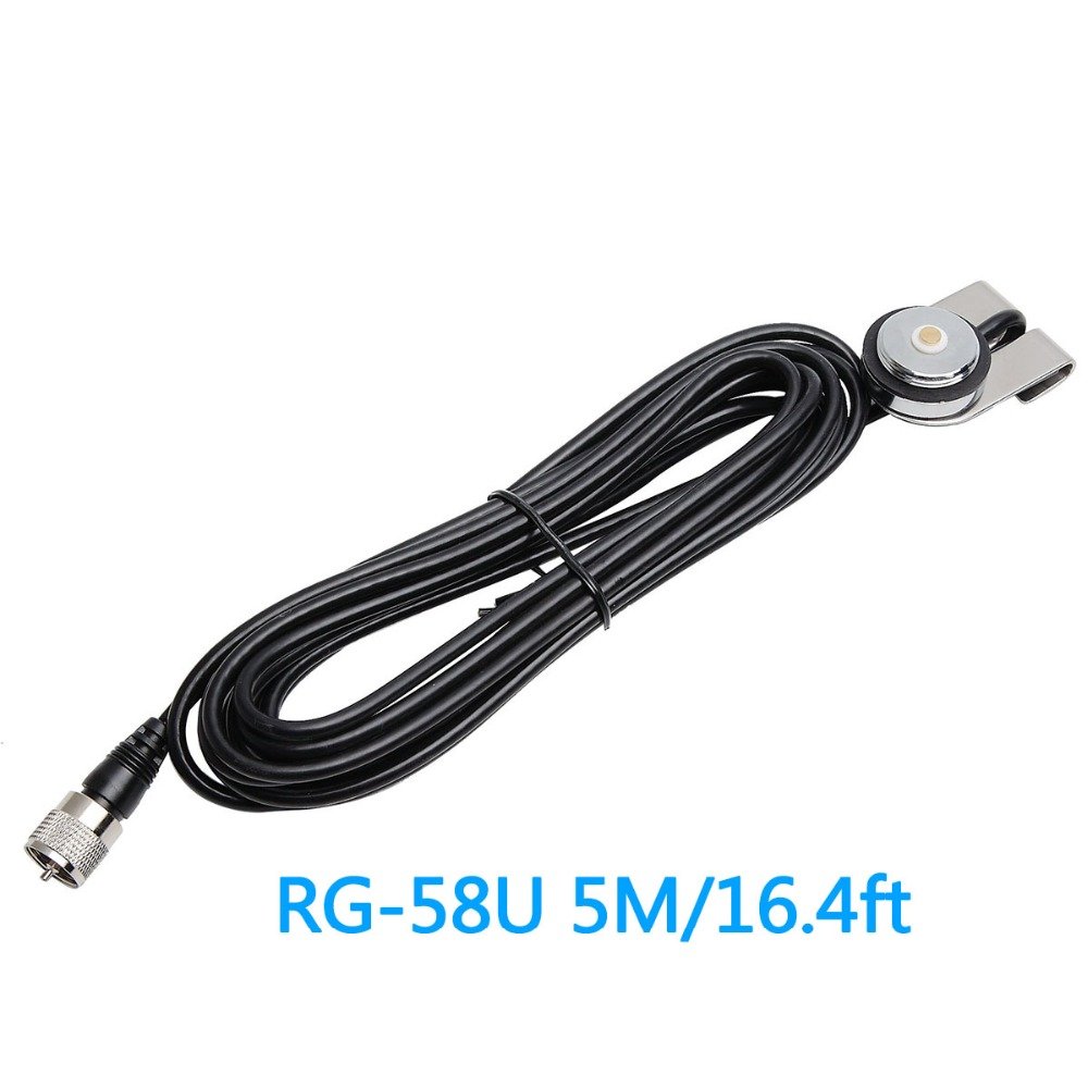ABBREE NA-37 VHF 136-174MHz NMO Antenna Mount RG-58U 5M/16.4ft Coaxial Cable For Baofeng QYT TYT Car Mobile Ham Radio
