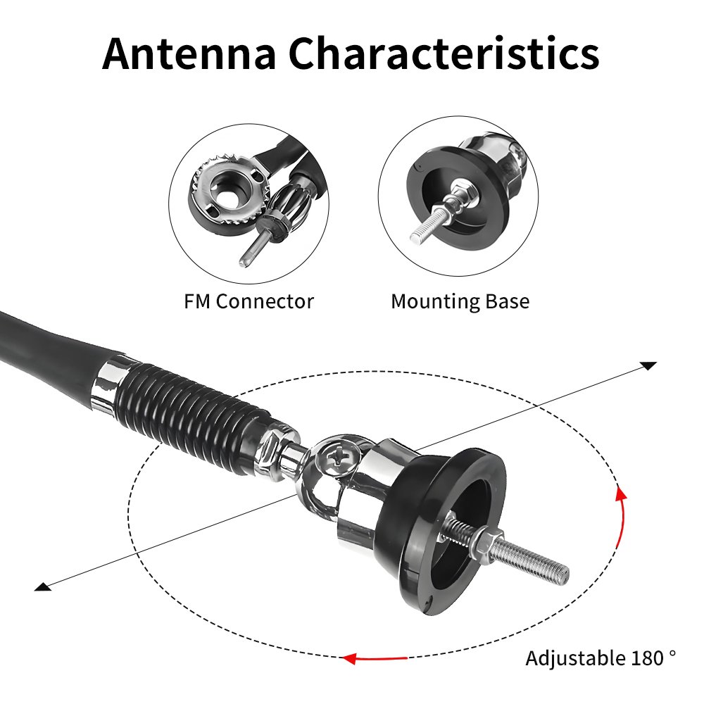 Universal Flexible Rubber Car Roof Radio Antenna AM-FM Aerial Cable with Roof Mount Signal Aerial for Car Vehicle GNSS & GPS