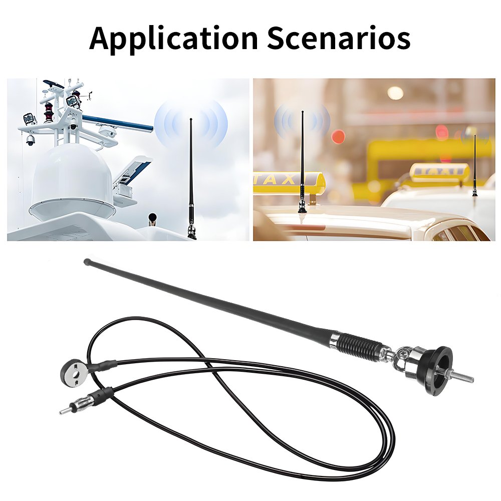 Universal Flexible Rubber Car Roof Radio Antenna AM-FM Aerial Cable with Roof Mount Signal Aerial for Car Vehicle GNSS & GPS