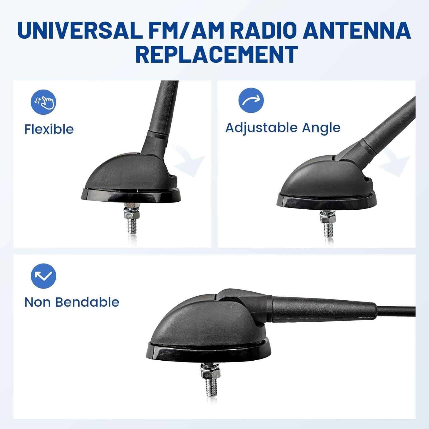 Abiram General Purpose 9 "AM/FM Top/side Mount Antenna for Automotive Truck Installation