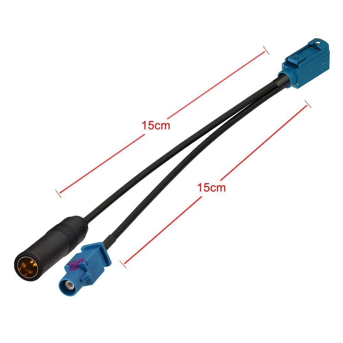 FM AM Radio Antenna Adapter Cable Fakra Z Female Male to DIN Connector Cable 6 inch for Car Stereo Audio HD Radio Head