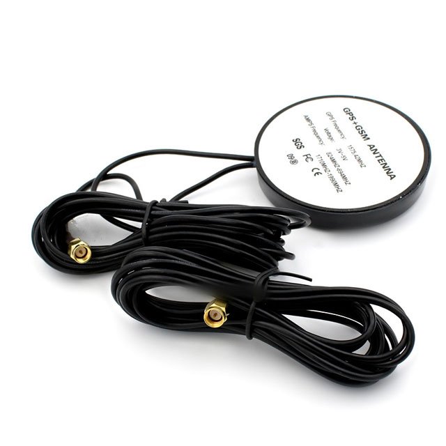 Active Combo Round Magnetic Mount Tracker External Car GSM GPS Antenna With RG174 Cable 3M SMA