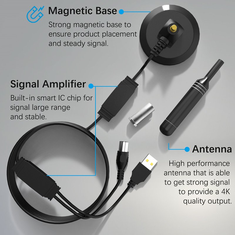 Dual Amplifier Ground Wave Digital HDTV Antenna SMA Connector Flat Style Indoor Home Booster Antenna Car DVB-T Compatible