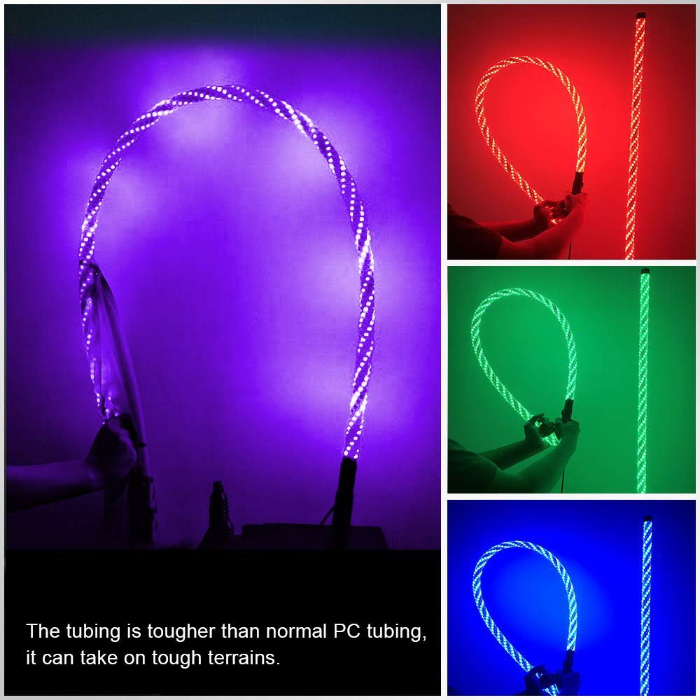 RGB LED Safety Whip Multicolor Chasing Colors Antennas Flag Pole LED Lighted Whip for ATV UTV Buggy RZR Offroad Car