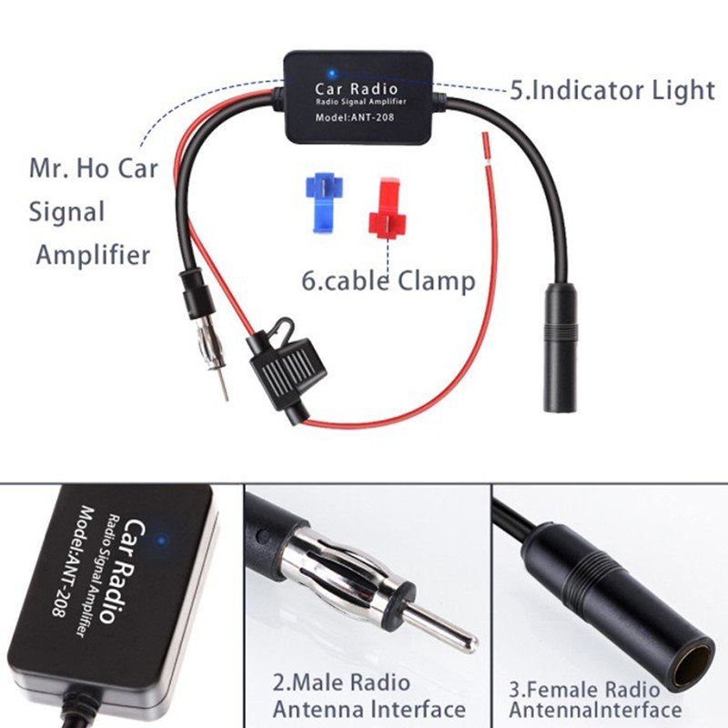 FM 6 Generation ANT-208 Car Antenna DAB FM Radio Signal Amplifier