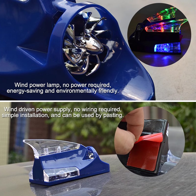 Car Decorative Antenna, Shark Fin Wind Light, Car Energy-saving Wind Light, Roof Anti Rear End Light.