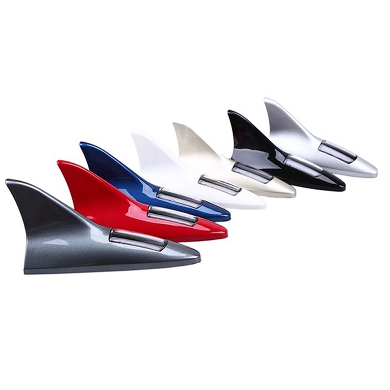 Solar Powered Car Shark Fin Roof Antenna LED Car Styling Warning Flash Tail Light Anti-rear Warning Light