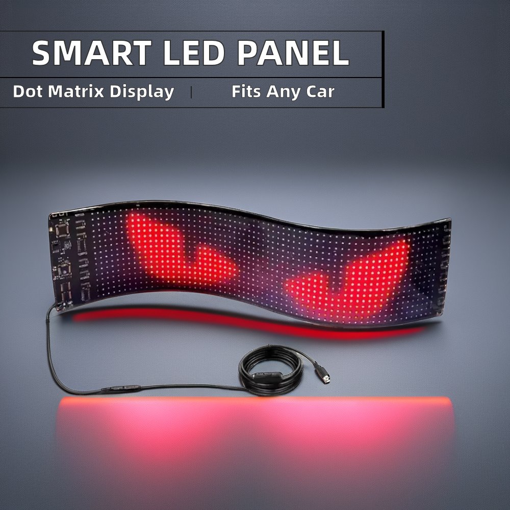 Car Led Display Sign Full Color Custom Text Pattern Animation Programmable Trunk Devil Eyes Screen Led Display