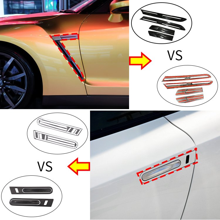 For Nissan GTR R35Carbon Fiber Car Exterior Accessories Hood Vent Trim Frame Fuel Tank Cover Panel Door A-Pillar Body Protection