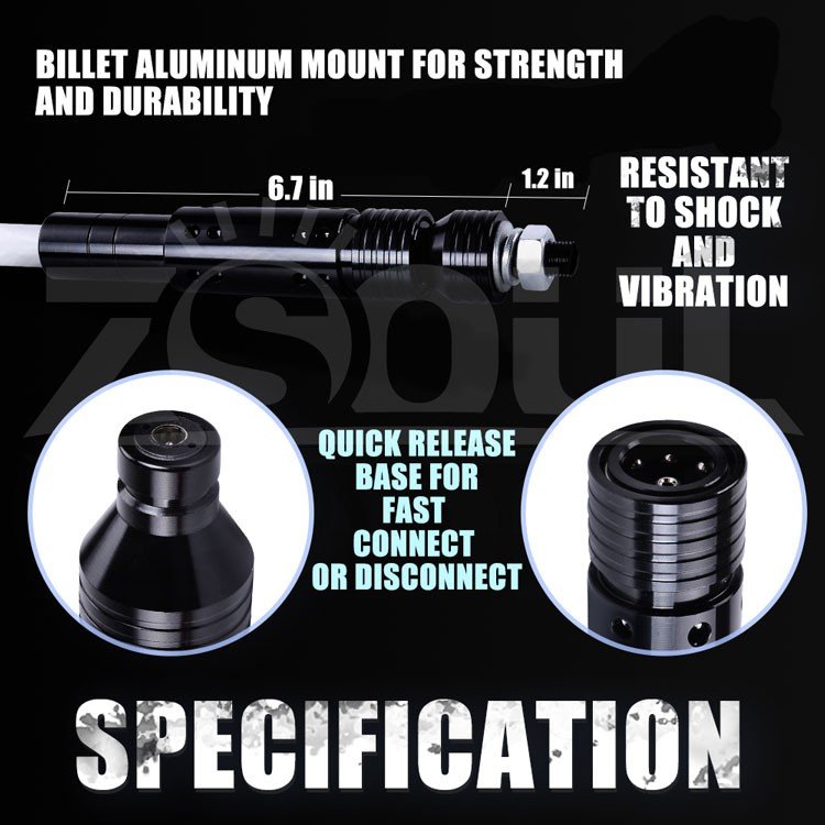 4/5/6 Foot LED Whip With Quick Release Mount LED Antenna Light Flexible Tube for Polaris RZR UTV ATV