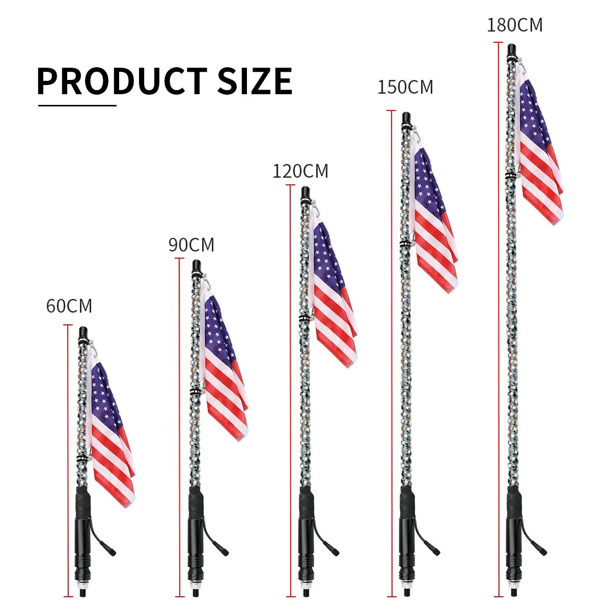 ATV UTV Safety Warning Light Super Bright Flexible 90cm 120cm 150cm Led Flagpole Light
