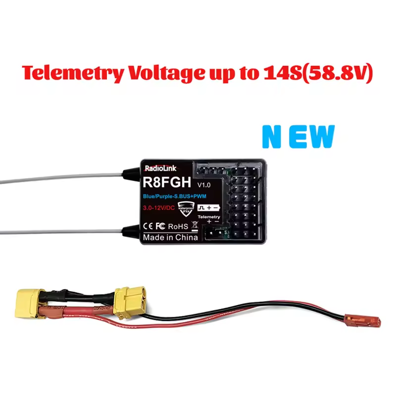 Manufacturer Radiolink R8FGH 8-Channel Dual Antenna Receiver 600m Control Distance Gyro Integrated PWM and SBUS Signal-supported