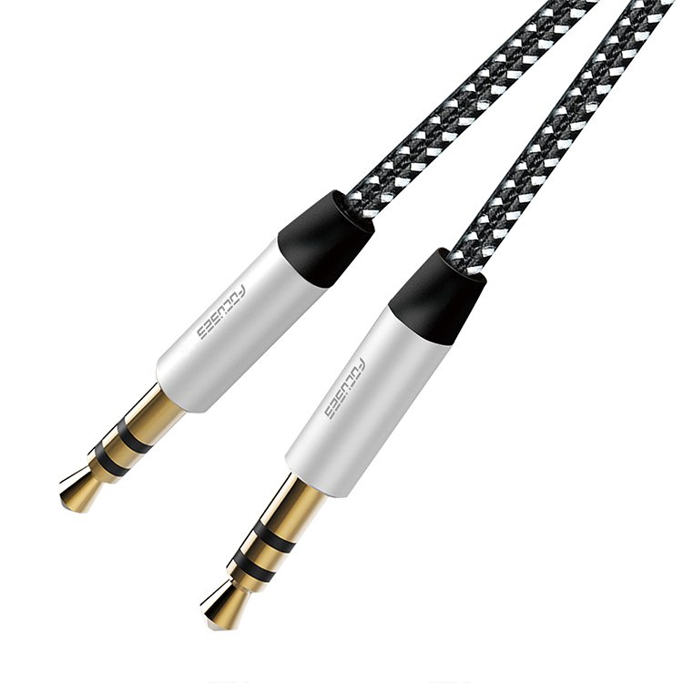 In Stock OEM Extension Car Audio Aux Cable 1m 2m 3m Nylon Braided Gold Plug 3.5mm Cable Male to Male Headphone Jack Aux Cable
