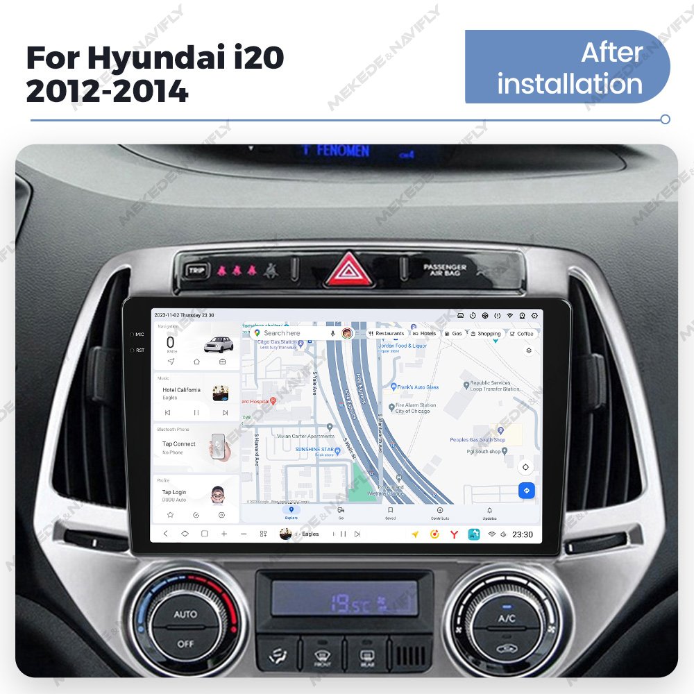 MEKEDE DUDUAUTO GPS Navigation Android Car Radio 12+512GB Car-play Auto Video Player for Hyundai I20 2012-2014