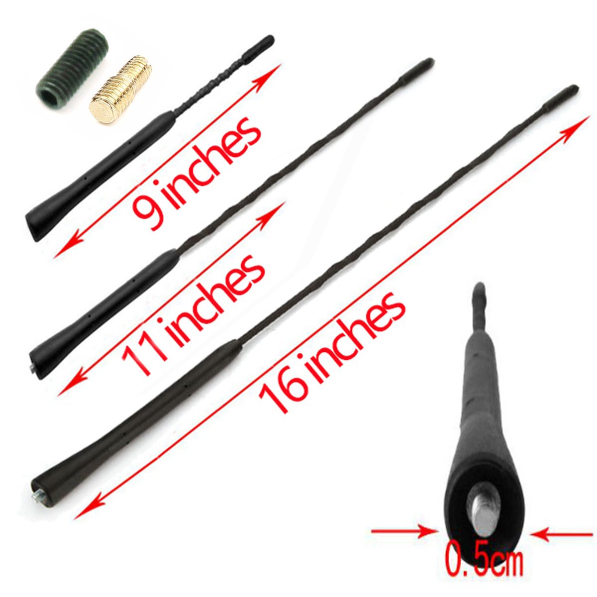 Factory Car Stereo Flexible 9inch 11inch 16inch Arial Mast Antenna With Adapter Screw 5mm, 6mm Car Antenna