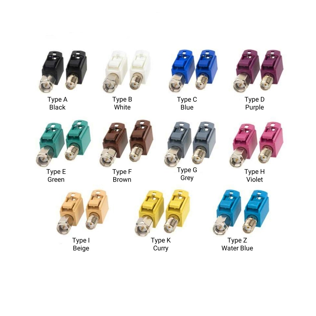 FAKRA Female a Type to SMA Male Interseries Adapter for AM/FM Satellite Radio GPS 4G/5G Cellular Bluetooth SMA Coax Cables