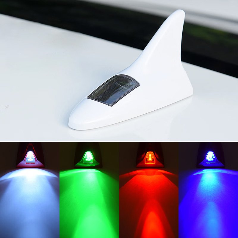 Solar Powered Shark Fin Shaped Solar Energy LED Warning Light Car Decorative Antenna