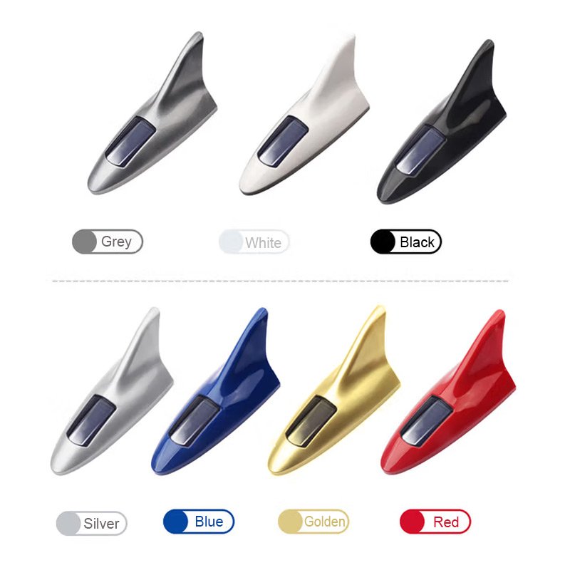 Solar Powered Shark Fin Shaped Solar Energy LED Warning Light Car Decorative Antenna