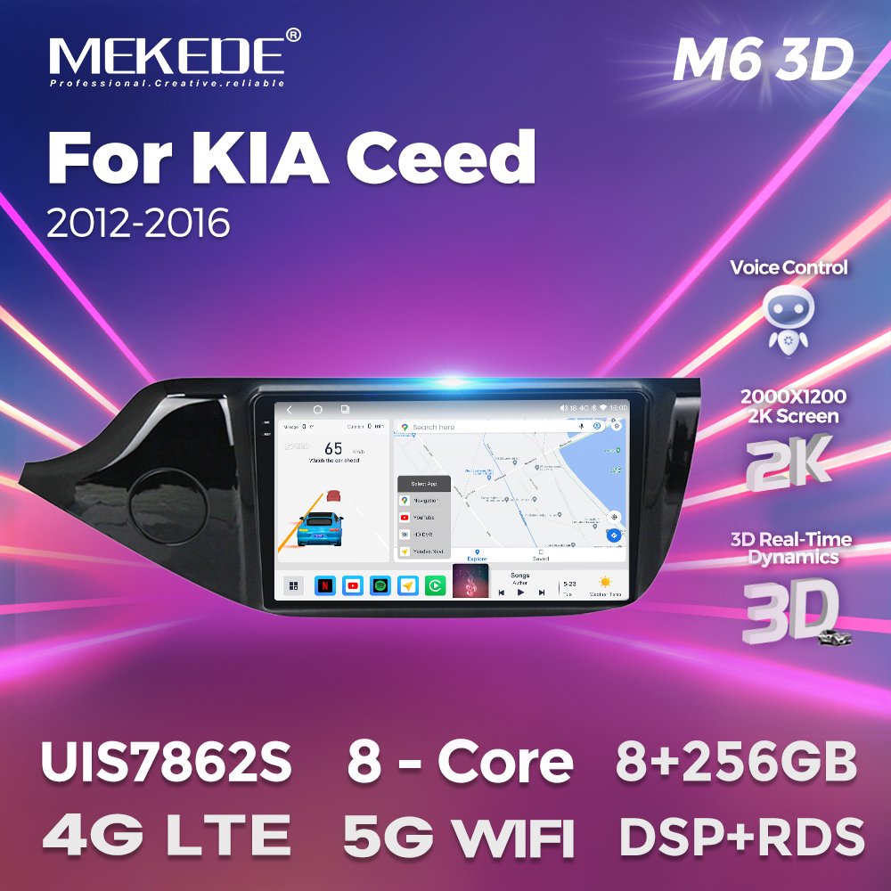 MEKEDE M6 M7 Android 2K QLED Car-play Auto Car Video Gps Navigation for KIA CEED 2012-2016 Voice Control BT Audio Stereo System