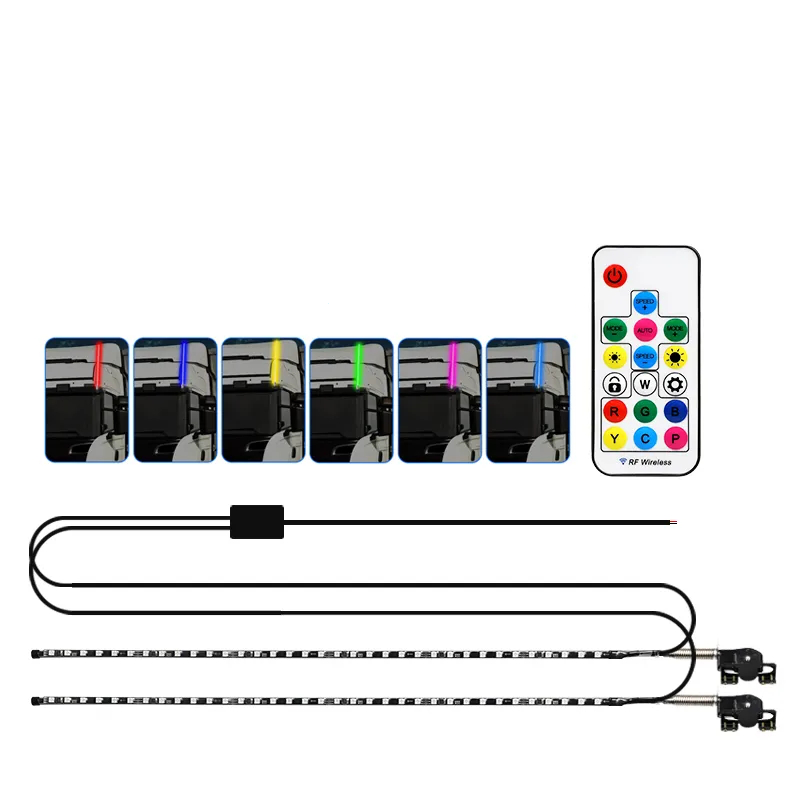 2pc 12/24V Car LED Whip Lights with Remote Control Antenna Lights, Truck Modified LED Lights
