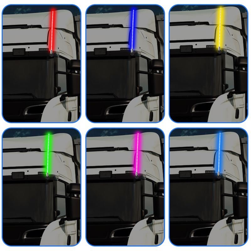 2pc 12/24V Car LED Whip Lights with Remote Control Antenna Lights, Truck Modified LED Lights