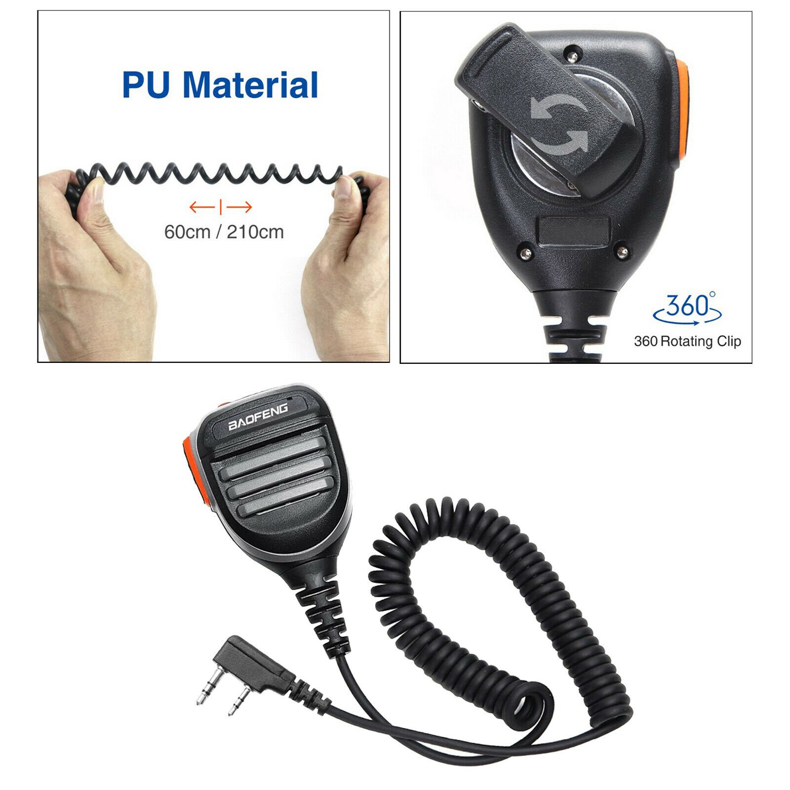 2021 New Waterproof Speaker Microphone Dual PTT Speaker Mic for BaoFeng UV-5R UV5RA F8 UV-82 BF-888 Two Way Radio