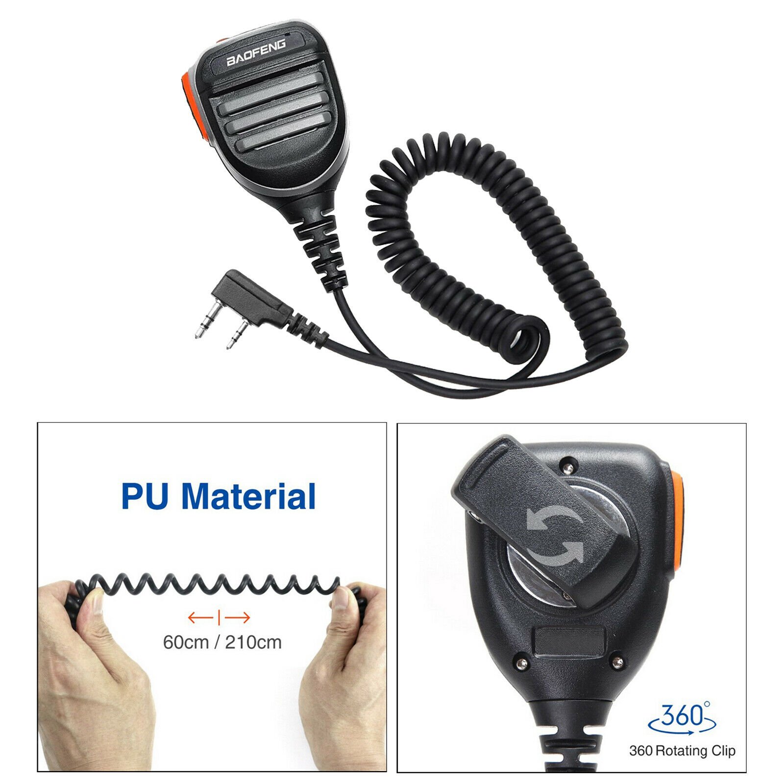 2021 New Waterproof Speaker Microphone Dual PTT Speaker Mic for BaoFeng UV-5R UV5RA F8 UV-82 BF-888 Two Way Radio