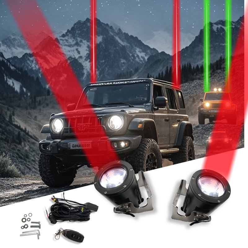 New Customized Sets RGB Laser LED Whip Light Car Laser Led Whip Lights Rgbw Remote with Wire 2PCS