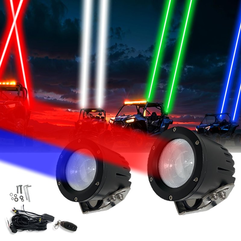New Customized Sets RGB Laser LED Whip Light Car Laser Led Whip Lights Rgbw Remote with Wire 2PCS